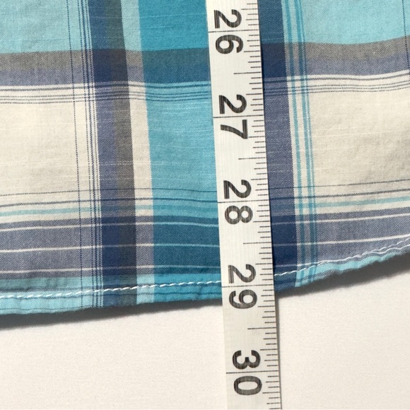 American Eagle Outfitters Blue White Plaid Pearl Snap Western M Shirt Excellent - Picture 8 of 12